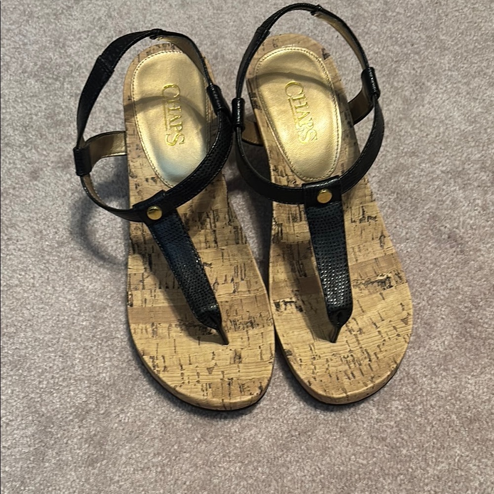 Champs Black Cork Sandals with Buckle Straps